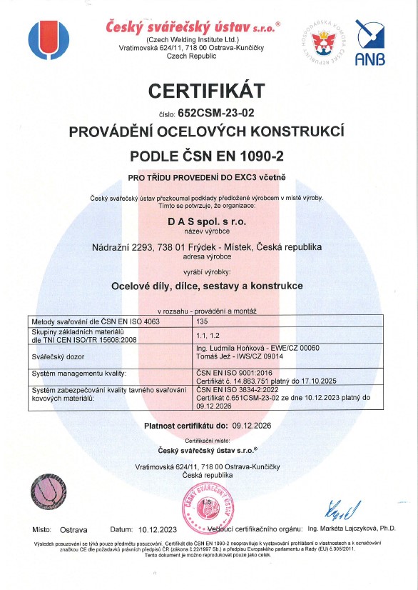 certifikát konstrukce 2024